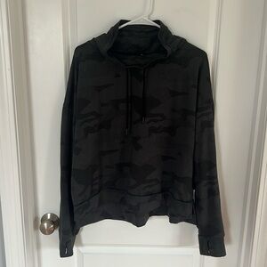 Camo grey and black athletic cowl neck